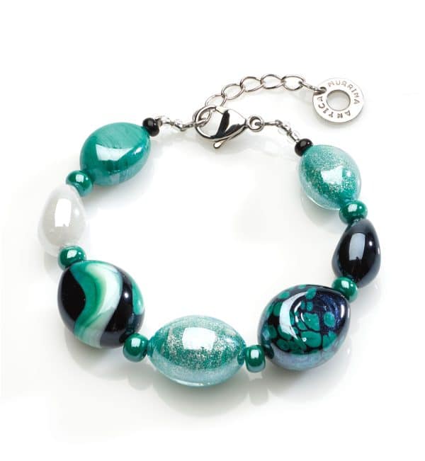 Antica Murrina. Bracelet Crevan Vert & Noir