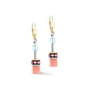 Cœur de Lion. Boucles d'Oreilles GeoCube® Iconic Aqua Abricot