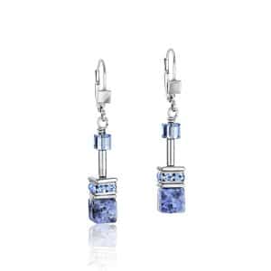 Cœur de Lion. Boucles d'Oreilles GeoCube® Sodalite et Hématite Bleu