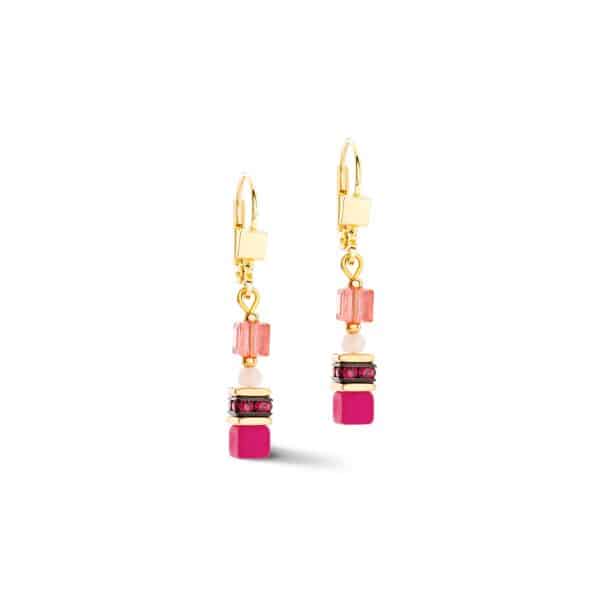 Cœur de Lion. Boucles d'Oreilles Mini Cubes Magenta
