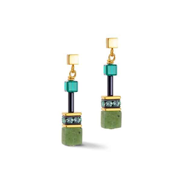 Cœur de Lion. Boucles d'Oreilles GeoCube® Iconic Precious Vert