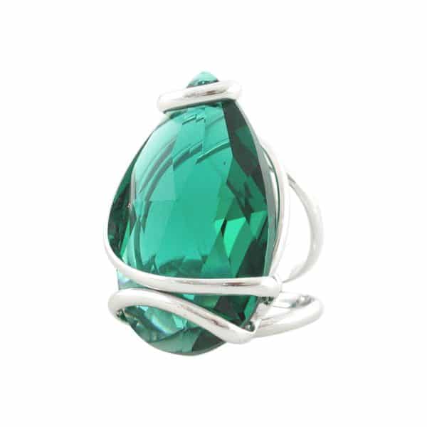 Andrea Marazzini. Bague Drop Vert Emeraude & Argent – Image 2