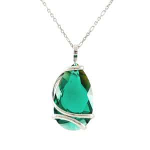 Andrea Marazzini. Collier Drop Vert Emeraude & Argent