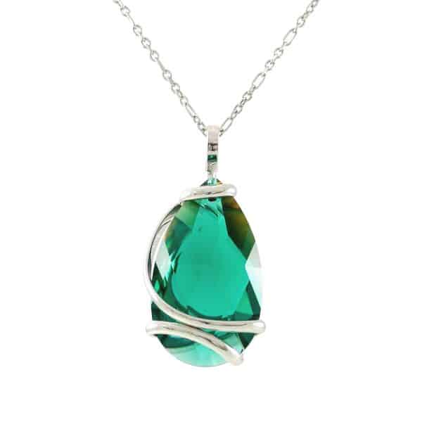Andrea Marazzini. Collier Drop Vert Emeraude & Argent