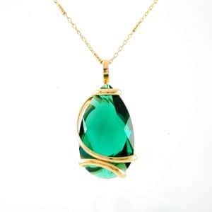 Andrea Marazzini. Collier Drop Vert Emeraude & Or