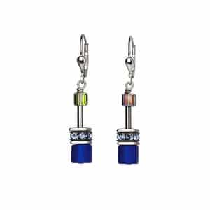 Cœur de Lion. Boucles d'Oreilles GeoCube® Bleu Cobalt