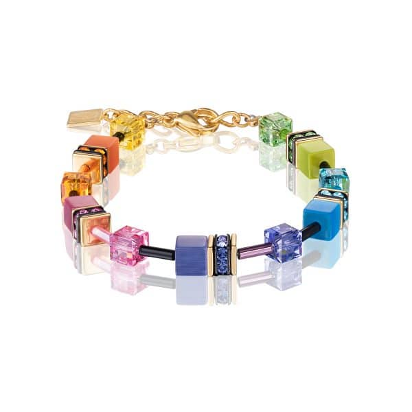 Cœur de Lion. Boucles d'Oreilles GeoCube® Bleu & Or – Image 3