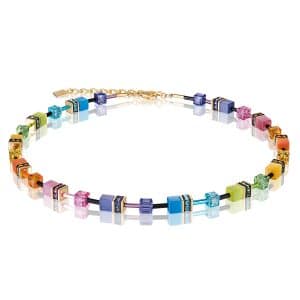 Cœur de Lion. Collier GeoCube Arc en Ciel - Or