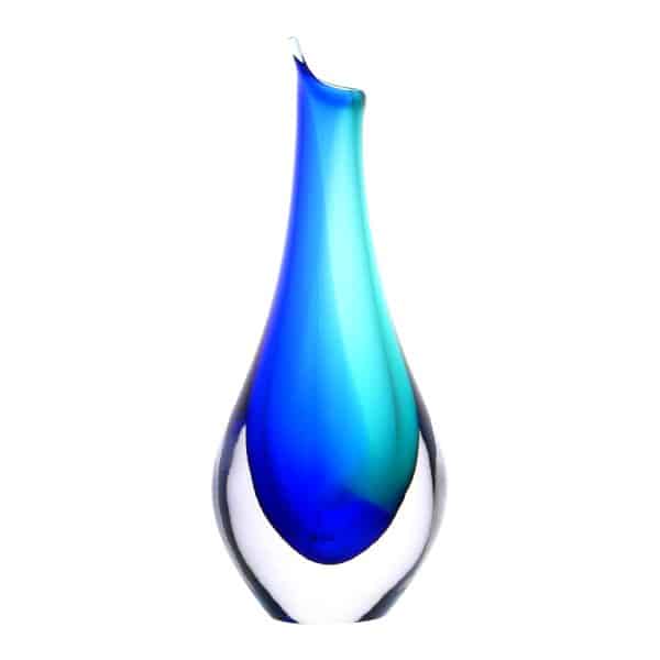 Jan Machalek. Vase Soliflore Aqua Bleu Cobalt & Turquoise