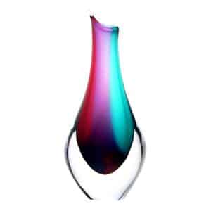 Jan Machalek. Vase Soliflore Aqua Turquoise & Rose Rubis