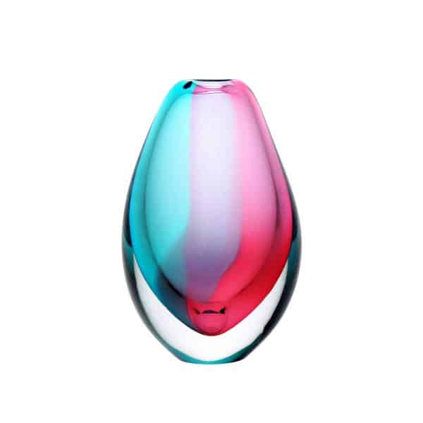 Jan Machalek. Vase Amande Turquoise & Rose Rubis