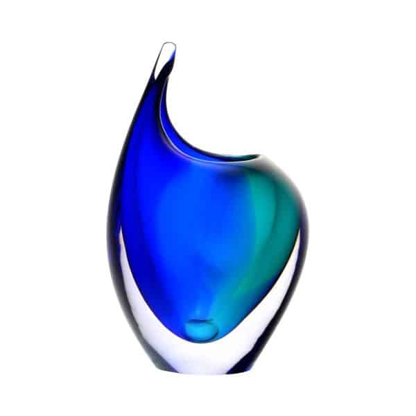 Jan Machalek. Vase Corne Bleu Cobalt & Turquoise