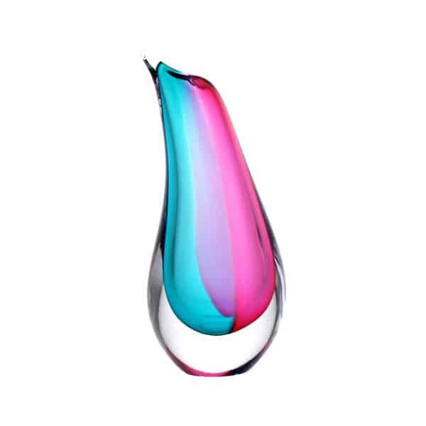Jan Machalek. Vase Soliflore Pingouin Turquoise & Rose Rubis