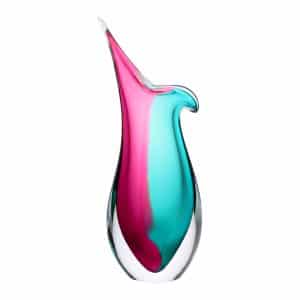 Jan Machalek. Vase Soliflore Poisson Turquoise & Rose Rubis
