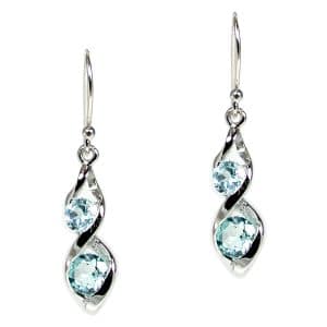 Sylvie Delafontaine. Boucles d'Oreilles Topaze Bleue & Argent