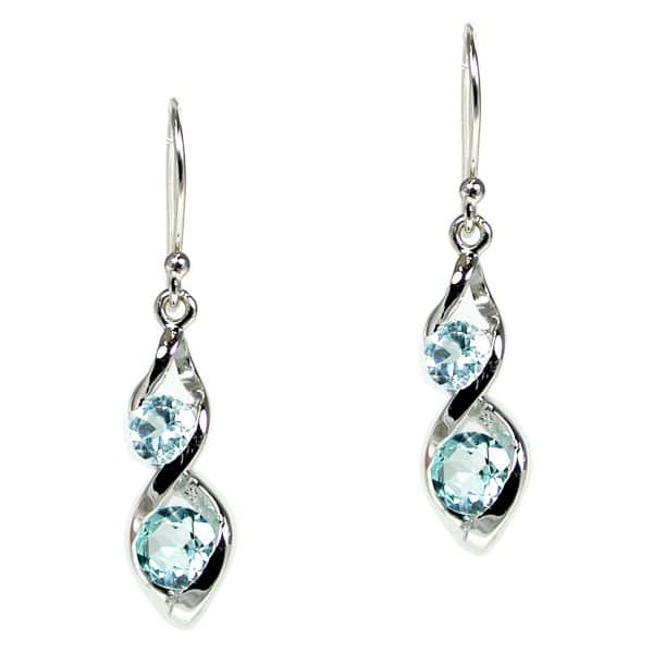 Sylvie Delafontaine. Boucles d'Oreilles Topaze Bleue & Argent