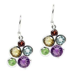 Sylvie Delafontaine. Boucles d'Oreilles Multicolores & Argent
