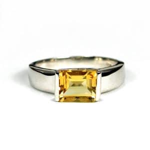 Sylvie Delafontaine. Bague Art Déco Citrine & Argent