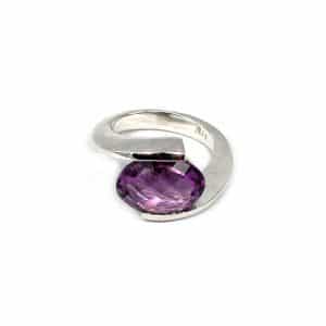 Sylvie Delafontaine. Bague Ellipse Améthyste & Argent