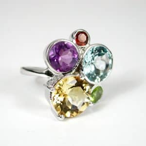 Sylvie Delafontaine. Bague Multicolore & Argent