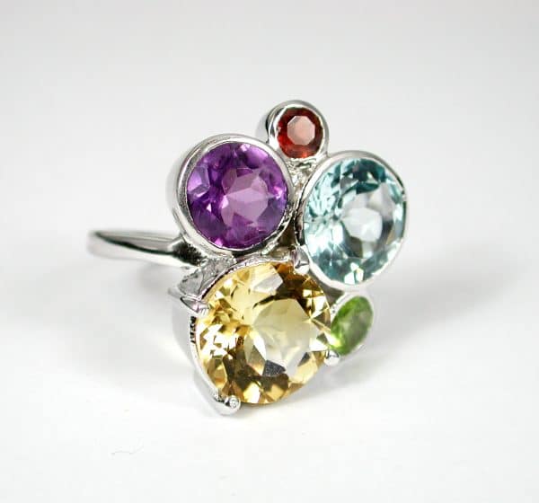 Sylvie Delafontaine. Bague Multicolore & Argent