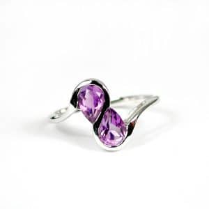Sylvie Delafontaine. Bague Toi & Moi Améthyste & Argent