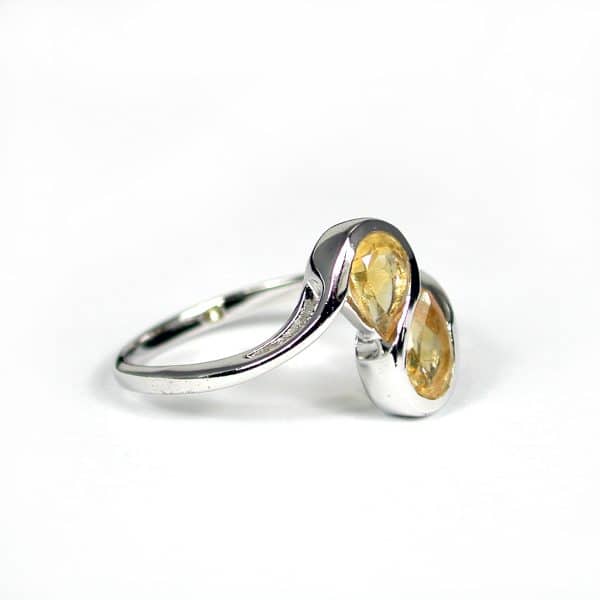 Sylvie Delafontaine. Bague Toi & Moi Citrine & Argent – Image 2