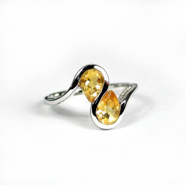 Sylvie Delafontaine. Bague Toi & Moi Citrine & Argent