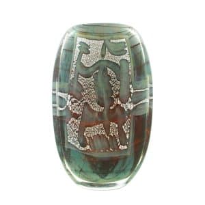 Olivier Mallemouche. Vase Pictogramme Gris Argent & Corail