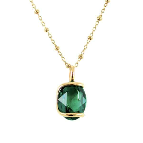 Andrea Marazzini. Collier Ovale Vert Emeraude & Or
