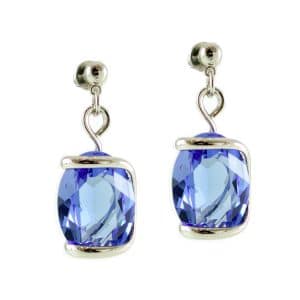 Andrea Marazzini. Boucles d'Oreilles Ovales Bleu Saphir & Argent