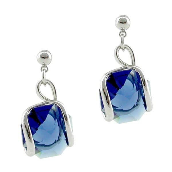 Andrea Marazzini. Boucles d'Oreilles Octagon Bleu Saphir & Argent