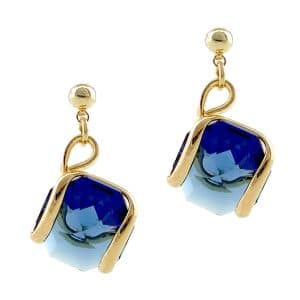 Andrea Marazzini. Boucles d'Oreilles Octagon Bleu Saphir & Or