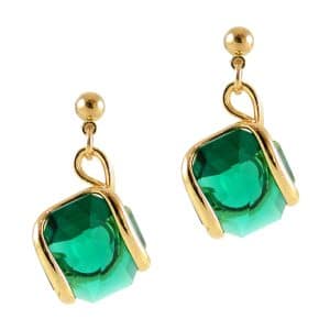 Andrea Marazzini. Boucles d'Oreilles Octagon Vert Emeraude & Or