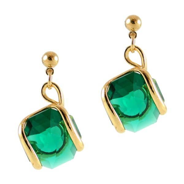 Andrea Marazzini. Boucles d'Oreilles Octagon Vert Emeraude & Or