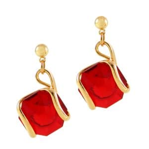 Andrea Marazzini. Boucles d'Oreilles Octagon Rouge Rubis & Or