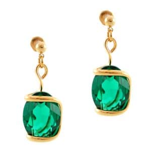 Andrea Marazzini. Boucles d'Oreilles Ovales Vert Émeraude & Or