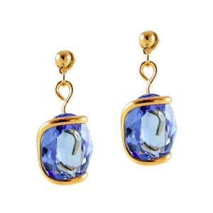 Andrea Marazzini. Boucles d'Oreilles Ovales Bleu Saphir & Or