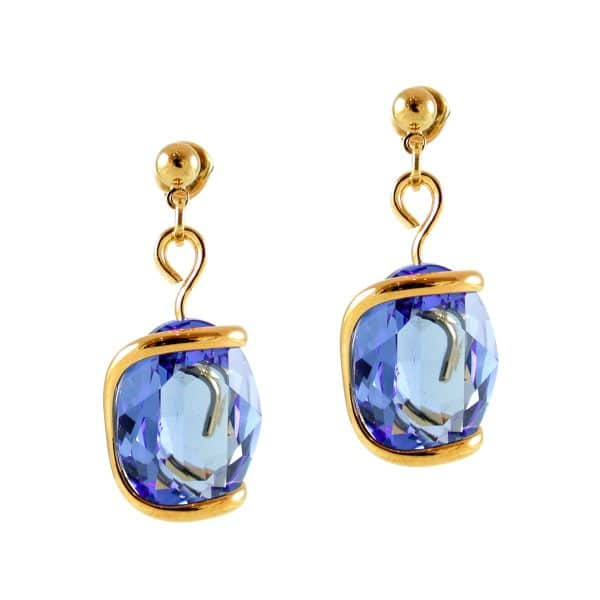Andrea Marazzini. Boucles d'Oreilles Ovales Bleu Saphir & Or