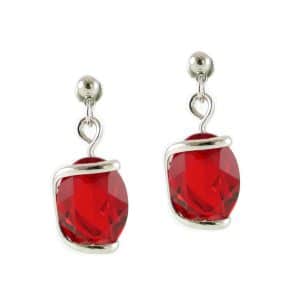 Andrea Marazzini. Boucles d'Oreilles Ovales Rouge Rubis & Argent