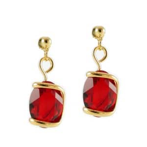 Andrea Marazzini. Boucles d'Oreilles Ovales Rouge Rubis & Or