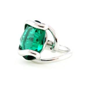 Andrea Marazzini. Bague Ovale Vert Emeraude & Argent