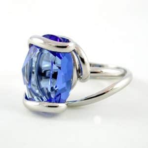 Andrea Marazzini. Bague Ovale Bleu Saphir & Argent