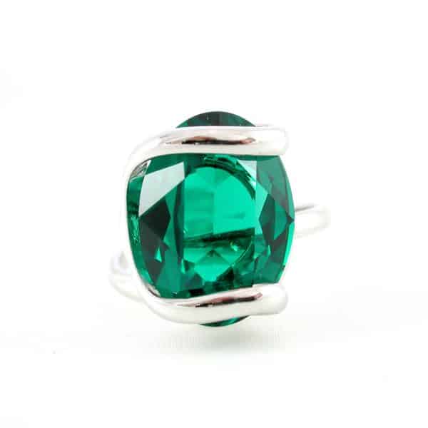 Andrea Marazzini. Bague Ovale Vert Emeraude & Argent – Image 2