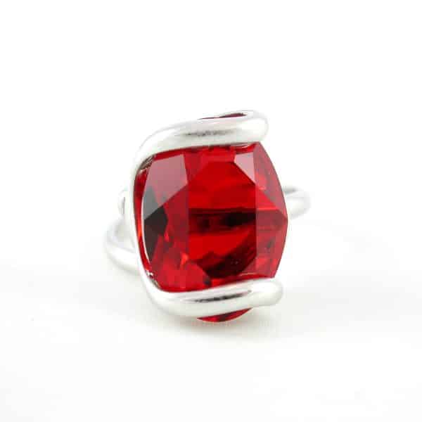 Andrea Marazzini. Bague Ovale Rouge Rubis & Argent – Image 2