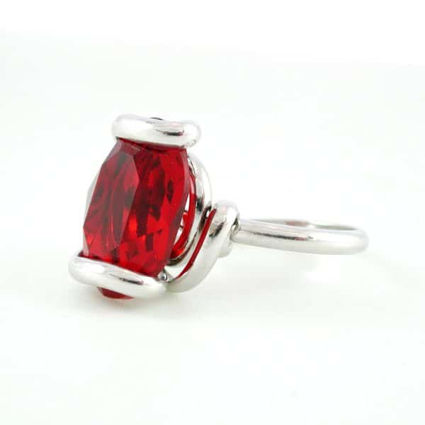 Andrea Marazzini. Bague Ovale Rouge Rubis & Argent