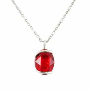 Andrea Marazzini. Collier Ovale Rouge Rubis & Argent