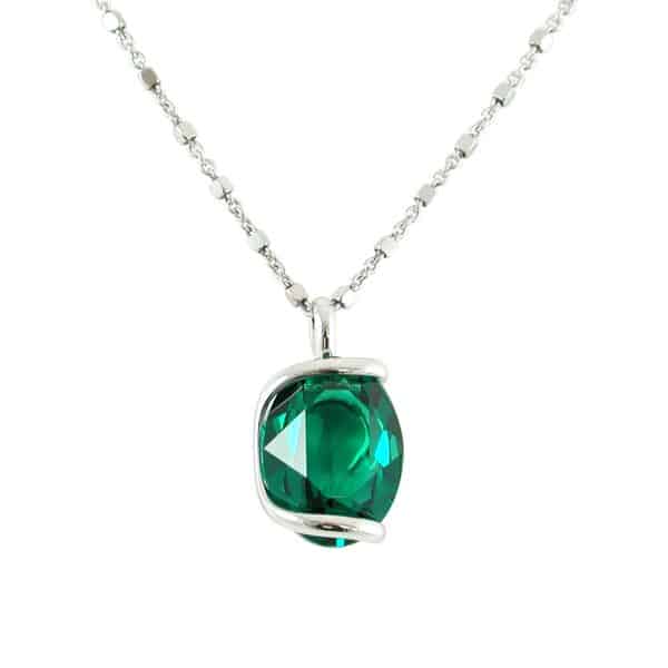 Andrea Marazzini. Collier Ovale Vert Emeraude & Argent