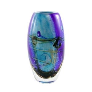Didier Saba. Vase Ovale Bleu Océan