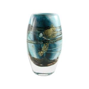 Didier Saba. Vase Ovale Bleu Pacifique